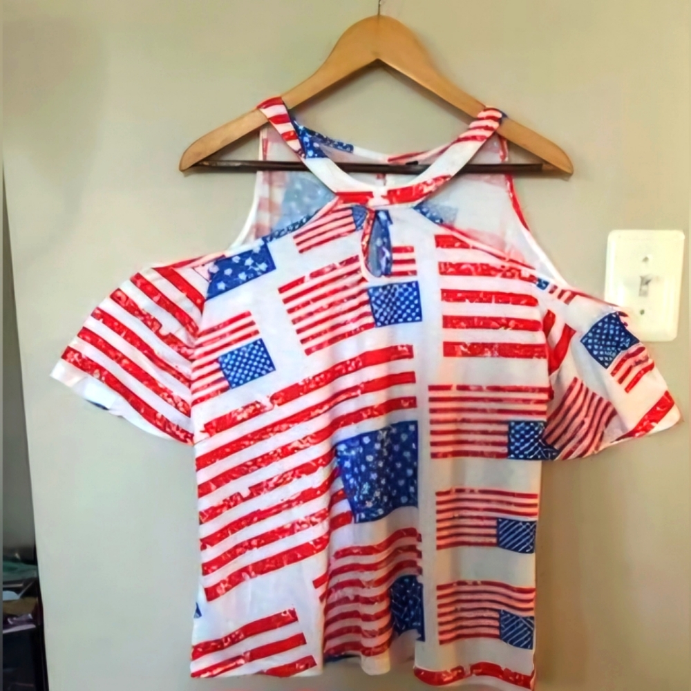 American Flag Print Blouse